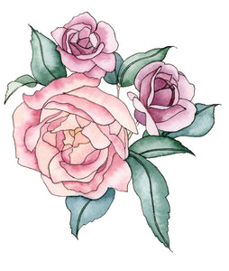 Pink and Purple Roses - Watercolor Print