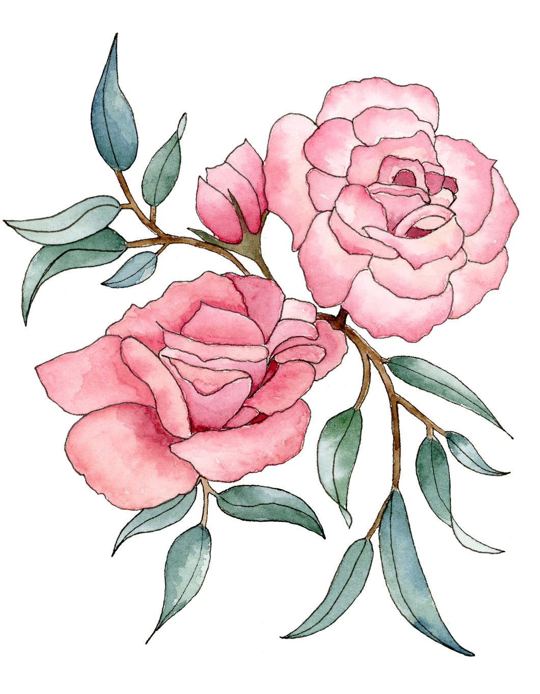 Pink Lisianthus - Watercolor Print