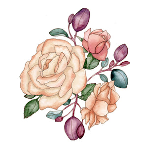 Roses and Smoke Tree - Watercolor Print